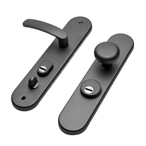 Fymlok Türknauf mit Schloss und Schlüssel Leichter Luxus-schwarzer Anti-Diebstahl-Türgriff-Griff-Verriegelungsgriff Haushalts-Eingangstürschloss Mechanisches Schloss(Door thickness 7cm) von Fymlok