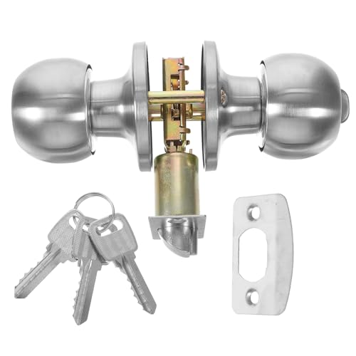 Fymlok Türknauf mit Schloss und Schlüssel Runder Griff-Verriegelungsknopf mit Schlüssel, rostfrei, for Schlafzimmer, Badezimmer, Innentürschlösser Drehknopf Schlafzimmertüren Fymlok Türknauf mit Schloss und Schlüssel Runder Griff-Verriegelungsknopf mit Schlüssel, rostfrei, for Schlafzimmer, Badezimmer, Innentürschlösser Drehknopf Schlafzimmertüren von Fymlok