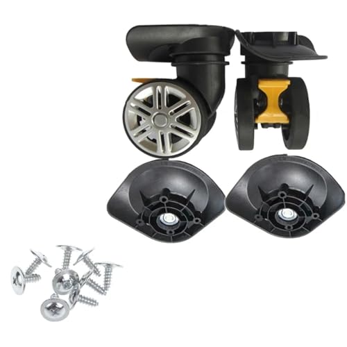 Universal Kofferrollen 1 Paar A19 DIY Trolley Koffer Gepäck Ersatzrollen Schwenkbare Reparatur Zubehör Stumme Rollenbremse Räder For Reisetasche(A19 with Screw-01) von Fymlok
