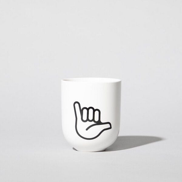 Fyngers Handgemachter Becher aus Porzellan - Modell HANG LOOSE - Füllmenge 330ml - Mattlasur von Fyngers