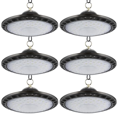 200W UFO LED Werkstattleuchte, 30000LM 6000K Superhelle LED Hallenleuchte, IP66 Wasserdichte Werkstattleuchte, Industrielle Werkstattlampe für Garagen, Lager, Werkstätten, Fabrikbeleuchtung - 6 Stück von Fynokst