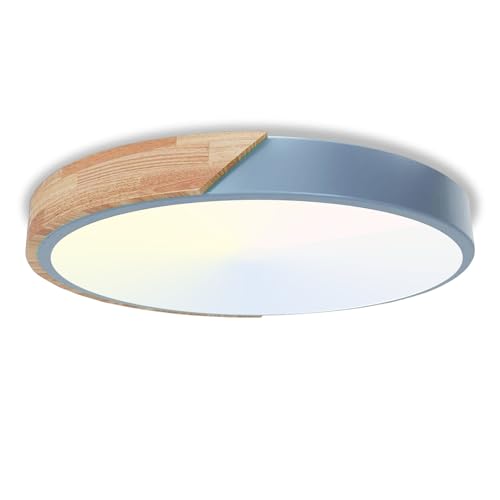 60W LED Deckenleuchte rund-6000K/4000K/3000K Deckenlampe 3 Farbtemperatur 6000LM Schlafzimmer Lampe Holz IP54 Modern Küchenlampe für Flur Wohnzimmer Badezimmer Büro Balkon Küche Keller Ø60cm,Blau 60W LED Deckenleuchte rund-6000K/4000K/3000K Deckenlampe 3 Farbtemperatur 6000LM Schlafzimmer Lampe Holz IP54 Modern Küchenlampe für Flur Wohnzimmer Badezimmer Büro Balkon Küche Keller Ø60cm,Blau von Fynokst