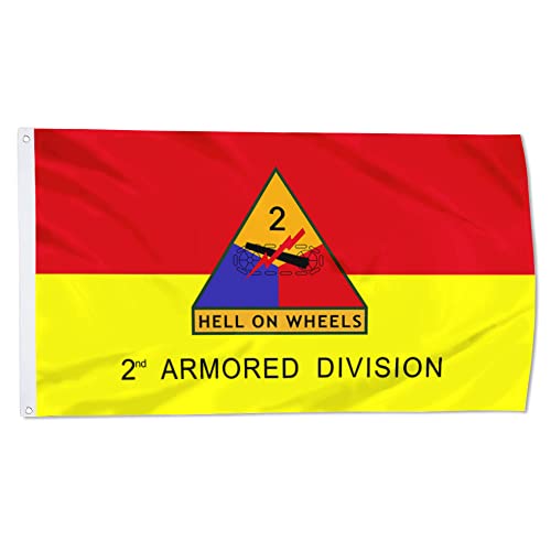 Fyon Army 2nd Armored Division Hell On Wheels Flagge 90 x 152 cm Militärbanner mit 2 Messingösen Fyon Army 2nd Armored Division Hell On Wheels Flagge 90 x 152 cm Militärbanner mit 2 Messingösen von Fyon