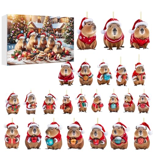 Fyrdyn 24 Tage Capybara Adventskalender Weihnachtskalender - 24 Türchen Countdown Bis Weihnachten | Capybara 2D Acryl Dekoanhänger Für Baum Wand Tür Fenster Deko Kinder Erwachsene Fyrdyn 24 Tage Capybara Adventskalender Weihnachtskalender - 24 Türchen Countdown Bis Weihnachten | Capybara 2D Acryl Dekoanhänger Für Baum Wand Tür Fenster Deko Kinder Erwachsene von Fyrdyn