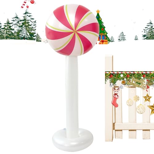 Fyrdyn Aufblasbare Weihnachts-Süßigkeiten-Dekoration - Riesen aufblasbare Weihnachts-Lollipop-Ornamente aus PVC - Festliches Yard Schild Für Weihnachtsfeier | Gartenstecker Für Vorgarten Terrasse von Fyrdyn