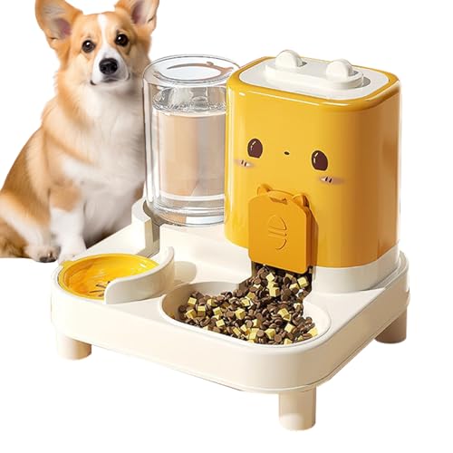 Fyrdyn Automatischer Katzenfutterautomat,2 In 1 Hundefutterspender | Abnehmbarer Wasserspender Für Kätzchen Welpe Hase Zu Hause Trinken von Fyrdyn