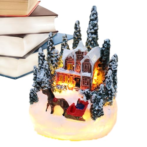 Fyrdyn Beleuchtetes Weihnachtshaus, Resin Weihnachtsdorf Häuser Figuren Deko, Souvenir Ornament Kollektion Bunte Deko Für Schlafzimmer Nachttisch Bücherregal Kamin von Fyrdyn