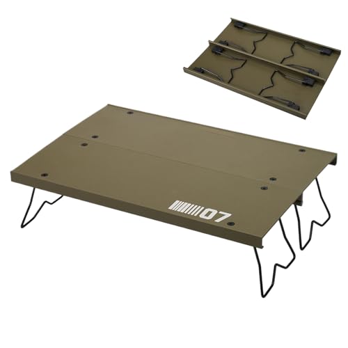 Fyrdyn Faltbarer Campingtisch | Aluminium-Legierung Camping-Klapptisch tragbar – Outdoor-Esszimmer, bequem, leichte Möbel für Laptop, Getränke, Lebensmittel, Lampenunterstützung von Fyrdyn