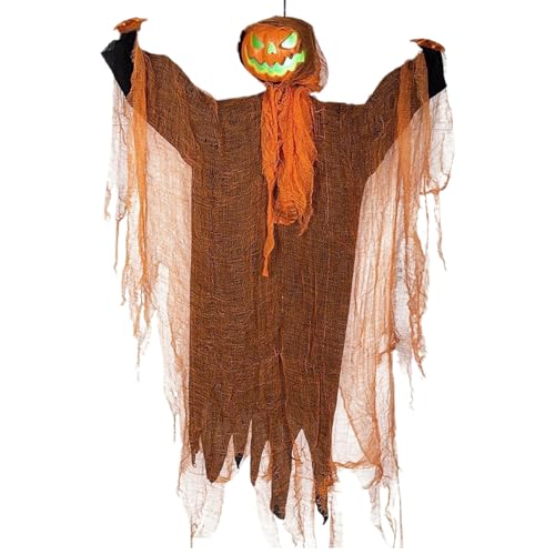 Fyrdyn Halloween Geister Dekoration Outdoor,Halloween Gruselige Deko Außen - Beleuchtete Rotierende Kopf Deko Mit Unheimlichen Geräuschen Für Vorgarten Garten Haus Baum Terrasse Hof von Fyrdyn