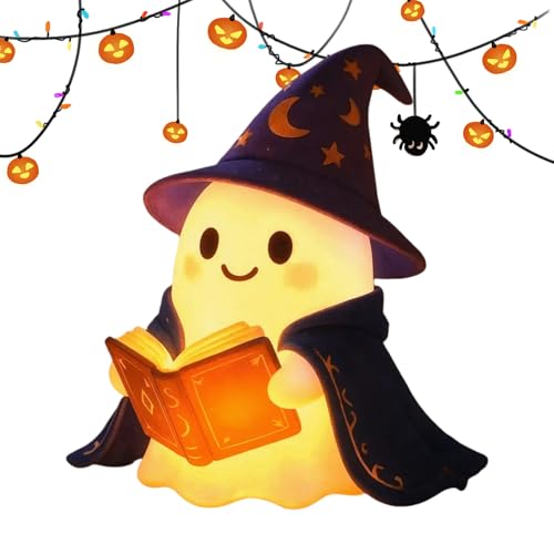 Fyrdyn Halloween Innenbeleuchtung | Geisterlampe - Deko Beleuchtung Mit Süßem Buch Design Für Wohnzimmer Kinderzimmer Schreibtisch Kamin Küche von Fyrdyn