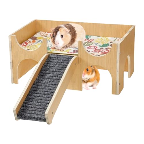Fyrdyn Hamsterhaus | Holz Tiergehege Für Kleine Nager - Lebensraum Beschäftigungsmöglichkeit Mit Kletterleiter Für Hamster Meerschweinchen Und Kaninchen von Fyrdyn