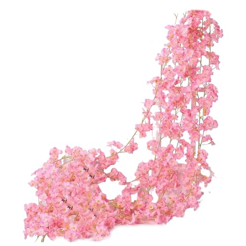 Fyrdyn Künstliche Kirschblütengirlande | Frühlingsblumen Für Draußen | Künstliche Pflanzengirlande Deko Für Garten Schlafzimmer Zuhause Feier von Fyrdyn
