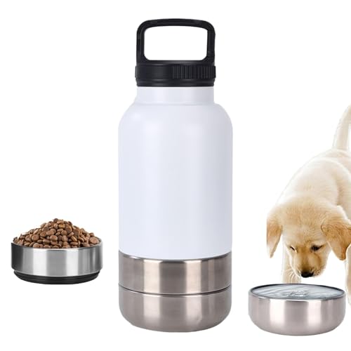 Fyrdyn Tragbare Hunde-Wasserflasche – Isolierte Welpenwasserflasche, auslaufsicher, 1520 ml, Hundetrinkbecher mit abnehmbarem Napf für, Camping, Reisen, Wohnung von Fyrdyn