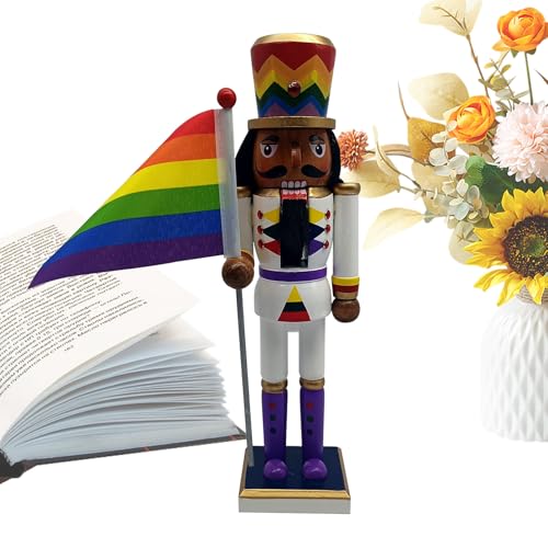 Fyrdyn Weihnachts Nussknacker Figur,Holzscheit Nussknacker Figur - Traditionelle Dekofigur Mit Regenbogenfahne Für Fensterbank Kaminsims Festliche Abende Fyrdyn Weihnachts Nussknacker Figur,Holzscheit Nussknacker Figur - Traditionelle Dekofigur Mit Regenbogenfahne Für Fensterbank Kaminsims Festliche Abende von Fyrdyn