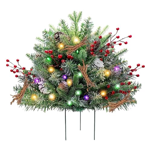 Fyrdyn Weihnachts Pflanzkübel Filler Outdoor | Künstlicher Weihnachtsbaum Pflanzkübel Filler mit Dreibein Erdspieß,Deko für Wohnung Büro Friedhof Schule Studentenzimmer von Fyrdyn