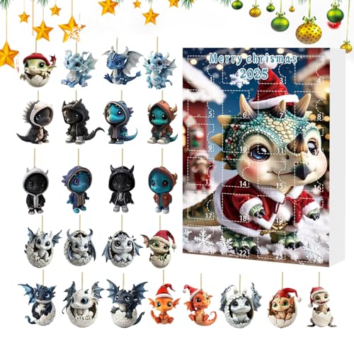 Fyrdyn Weihnachtsdrache Adventskalender | 24 Tage Baby 2D Acryl Hängeornamente | 2025 Countdown Kalender Tieranhänger für Auto Innenspiegel Tür Wand Party Weihnachtsbaum Deko Fyrdyn Weihnachtsdrache Adventskalender | 24 Tage Baby 2D Acryl Hängeornamente | 2025 Countdown Kalender Tieranhänger für Auto Innenspiegel Tür Wand Party Weihnachtsbaum Deko von Fyrdyn