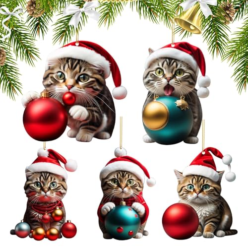 Fyrdyn Weihnachtskatzen Wanddekoration - 5 Stück 2D Kätzchen Ornamente Für Weihnachtsbaum - Realistische Niedliche Dekoration für Weihnachtsfest Geburtstag Party Tür Fenster Fyrdyn Weihnachtskatzen Wanddekoration - 5 Stück 2D Kätzchen Ornamente Für Weihnachtsbaum - Realistische Niedliche Dekoration für Weihnachtsfest Geburtstag Party Tür Fenster von Fyrdyn