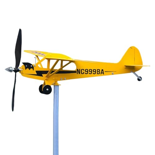 J3 Flugzeug Wetterfahne | Flugzeug Gartenspinner | Garten Windrad Draußen Gartenskulptur Flugzeugs | Flugzeugs Windspiel Windmühle Aus Metall Für Den Hof, Gartenpfähle, Ornamente J3 Flugzeug Wetterfahne | Flugzeug Gartenspinner | Garten Windrad Draußen Gartenskulptur Flugzeugs | Flugzeugs Windspiel Windmühle Aus Metall Für Den Hof, Gartenpfähle, Ornamente von Fyrdyn