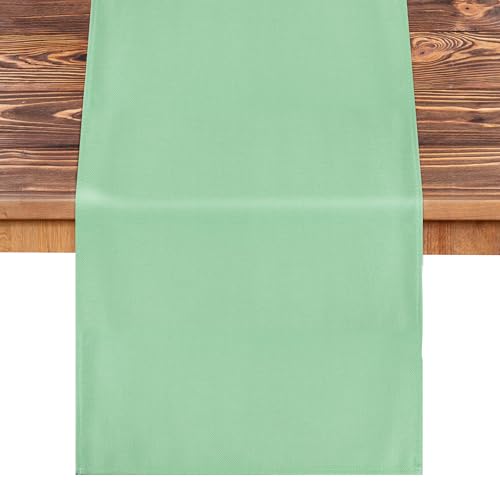 Fyshird Tischläufer Grün Deko Tischläufer Modern Tischband Küche Tischdeko Table Runner Outdoor Deko für Esstisch Hochzeit Geburtstag Draußen Drinnen - 40*140cm Salbeigrün von Fyshird