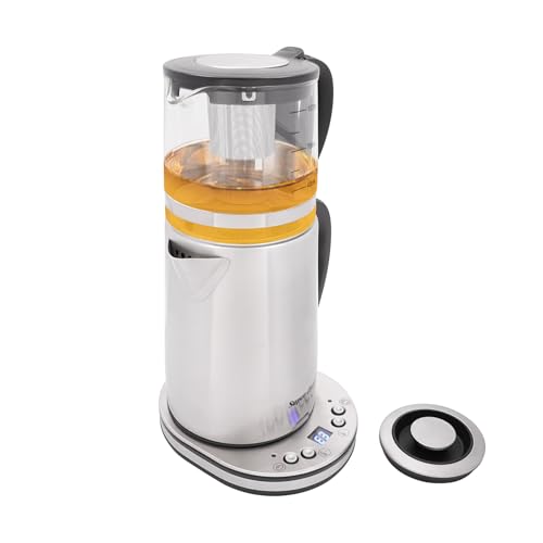 1500 W Elektrischer Wasserkocher 2.5 L + 1 L Elektrischer Wasserkocher mit Einstellbarer Temperatur 240 V Teekocher Elektrisch Geeignet für Büros Hotels Wohnungen usw (Silber) von Fyssnn