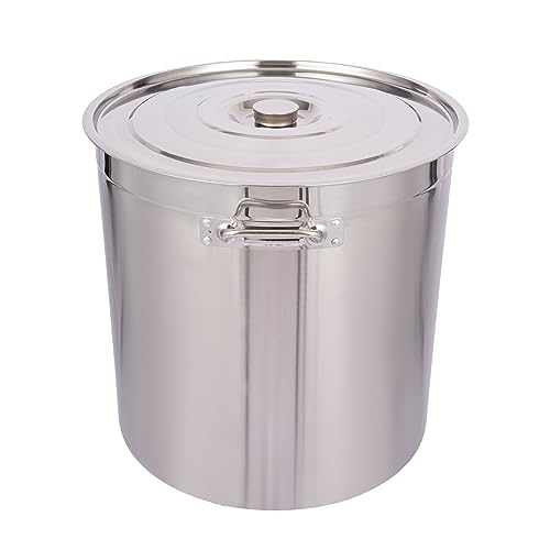 50/70/90L Edelstahl Kochtöpfe Suppentopf Silber Edelstahl Suppentopf mit Deckel Großer Camping-Kochtopf Es eignet sich zum Garen Braten und Warmhalten auf Gas- und Induktionskochfeldern usw (98L) von Fyssnn