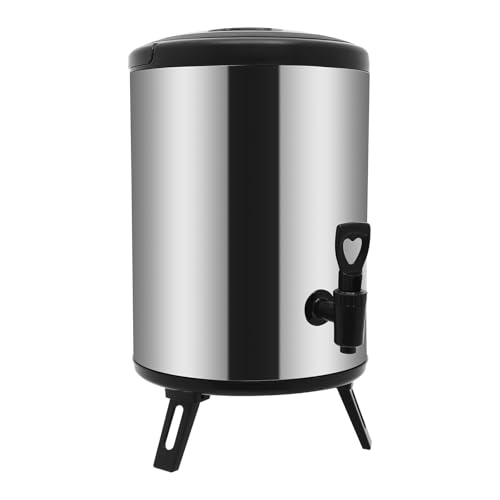 Edelstahl Heiß- und Kaltgetränkespender, 4.5L Großer Getränkespender mit Zapfhahn, Thermoskanne, Pumpkanne, Kaffeekanne Thermo, für Kaffee, Kalte Milch, Wasser, Saft, Partygetränk von Fyssnn