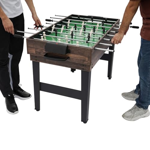 Fyssnn 10 in 1 Multifunktionstisch | Spieltisch für Kinder & Erwachsene inkl. Tischkicker, Billardtisch, Tischtennisplatte, Air Hockey, Schach, Bowling, Shuffleboard, 122x60x80 cm (Braun) von Fyssnn
