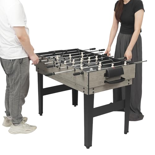 Fyssnn 10 in 1 Multifunktionstisch | Spieltisch für Kinder & Erwachsene inkl. Tischkicker, Billardtisch, Tischtennisplatte, Air Hockey, Schach, Bowling, Shuffleboard, 122x60x80 cm (Grau) von Fyssnn
