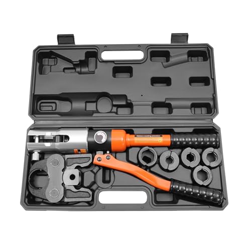 Fyssnn 10T Hydraulische Crimpzange Presszange mit V-Kontur 360° Drehbarer Kopf Profi-Werkzeug Rohrpresszange für Rohre von Fyssnn