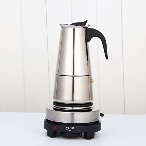 Fyssnn 200 ml/300 ml 220V Elektrisch Kaffeekanne Espressokocher Edelstahl Mokkakocher Kaffeebereiter Mit Elektroherd Geeignet für Zuhause oder ein Café usw (200 ml) von Fyssnn