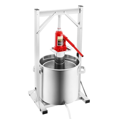 Fyssnn 22L Hydraulik Entsafter Fruchtpresse Edelstah Manuell Saftpresse Weinpresse Multifunktions-Entsafter mit Filter Fässer Obstpresse für Gemüse Beeren Honig von Küche von Fyssnn
