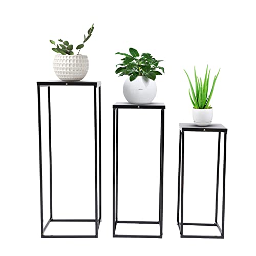 Fyssnn 3 Stück Blumenständer Quadrat Dekoständer Metall Blumensäule Schwarz Pflanzenständer Blumentopf Ständer Geeignet für Fensterdekoration Themendekoration Heimdekoration usw von Fyssnn