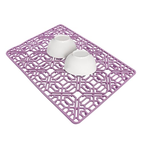 Fyssnn Silikon Hohlkörper Spülbeckenmatte 40 x 27 x 1.2 cm Einlagen für Spülbecken Rechteck Lila Silikonmatte Küch Ideal für die Verwendung als Tischläufer und als Abtropfmatte für Obst und Gemüse von Fyssnn