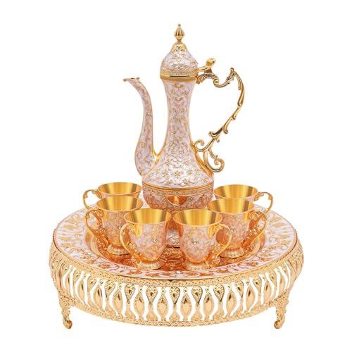 Teeservice Set für Teetisch Dekoration 6 Personen 8 TLG Teeservice Set Europäisch Teeservice Porzellan Ideal für den Einsatz zu Hause im Restaurant und in Unternehmen (Gold) von Fyssnn