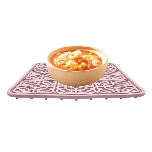 Silikon Hohlkörper Spülbeckenmatte 30 x 30 x 1.2 cm Einlagen für Spülbecken Quadratisch Silikonmatte Küch Ideal für die Verwendung als Tischläufer und als Abtropfmatte für Obst und Gemüse (Rosa) von Fyssnn