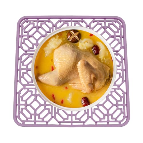 Silikon Hohlkörper Spülbeckenmatte 30 x 30 x 1.2 cm Einlagen für Spülbecken Quadratisch Silikonmatte Küch Ideal für die Verwendung als Tischläufer und als Abtropfmatte für Obst und Gemüse (Lila) von Fyssnn