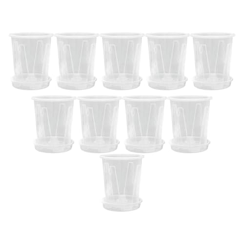 FytStycale 10 Stücke Transparente Blumentöpfe mit Drainagelöchern Und Untertassen, Mehrfarbig, 10cmx14cmx16cm von FytStycale