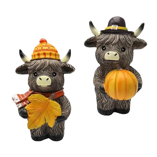 FytStycale 2X Herbst Kuh Statue Kunst Handwerk Moderne Realistische Halloween Kuh Figurine von FytStycale