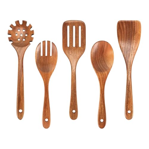 FytStycale 5 Teiliges Holzlöffel Set Zum Kochen, Leicht zu Reinigendes Kochgeschirr Set Aus Holz von FytStycale
