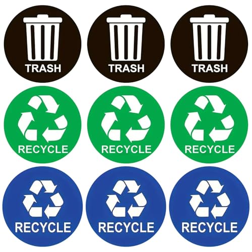 FytStycale 9 Stück Recycling Aufkleber für Mülleimer für Die Arbeit, Kommerzielle Veranstaltungen, Mülltonnen von FytStycale