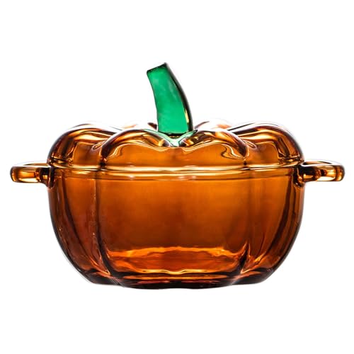 FytStycale Aus Glas mit Deckel, Dekorative Kürbis Servierschüssel, für Die Heimdekoration, Orange von FytStycale