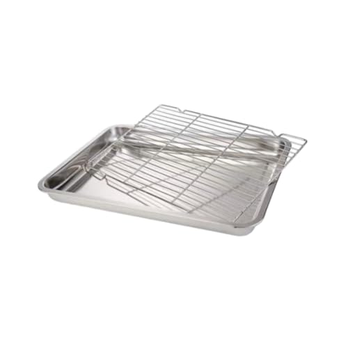 FytStycale Backblech Backblech mit Rost Tragbare Backform Plätzchenblech zum Grillen in der Küche Hotel Familienfeiern Braten, 32 cm X 22 cm X 4.8 von FytStycale