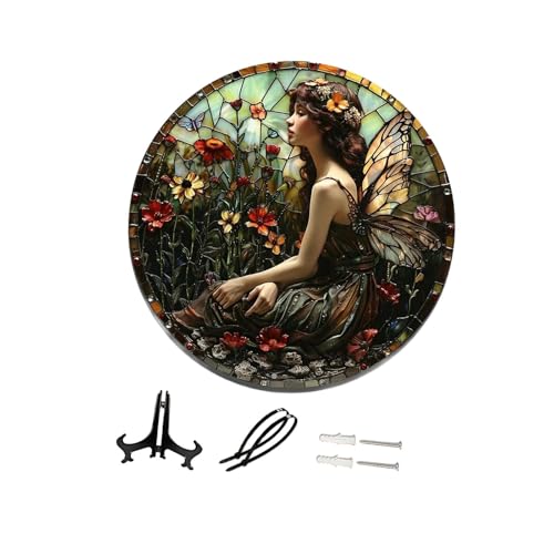 FytStycale Dekoschild Fee Als Fensterschmuck Wanddeko Und Hängeschild Rundes Design Aus Wetterfester Aluminiumlegierung für Balkon Flur Und Als Geschenk, Style C FytStycale Dekoschild Fee Als Fensterschmuck Wanddeko Und Hängeschild Rundes Design Aus Wetterfester Aluminiumlegierung für Balkon Flur Und Als Geschenk, Style C von FytStycale