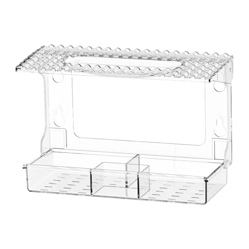 FytStycale Fenster Vogelfutterstation mit abnehmbarem Tablett und Entwässerungslöchern für Vögel, 9,8x4x6,6 Zoll mit Saugnäpfen, Slot -top von FytStycale