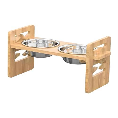 FytStycale Futterstation Als Erhöhter Katzennapf Und Hundenapf Futternapf Futterständer Höhenverstellbar Aus Holz Und Edelstahl mit Rutschfestem Design für Klei, 35.9 cm X 13.9 cm X FytStycale Futterstation Als Erhöhter Katzennapf Und Hundenapf Futternapf Futterständer Höhenverstellbar Aus Holz Und Edelstahl mit Rutschfestem Design für Klei, 35.9 cm X 13.9 cm X von FytStycale