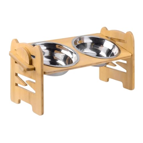 FytStycale Futterstation Als Erhöhter Katzennapf Und Hundenapf Futternapf Futterständer Höhenverstellbar Aus Holz Und Edelstahl mit Rutschfestem Design für Klei, 42.5 cm X 16.5 cm X FytStycale Futterstation Als Erhöhter Katzennapf Und Hundenapf Futternapf Futterständer Höhenverstellbar Aus Holz Und Edelstahl mit Rutschfestem Design für Klei, 42.5 cm X 16.5 cm X von FytStycale