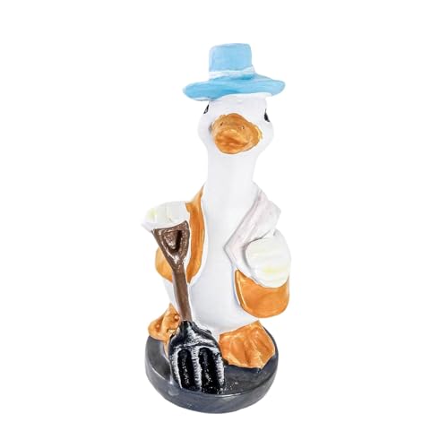 FytStycale Gartenfigur Ente Deko Tierfigur Resin Skulptur Charmantes Dekoelement für Balkon Fensterbank Wohnzimmer, Dreiecksgabel von FytStycale