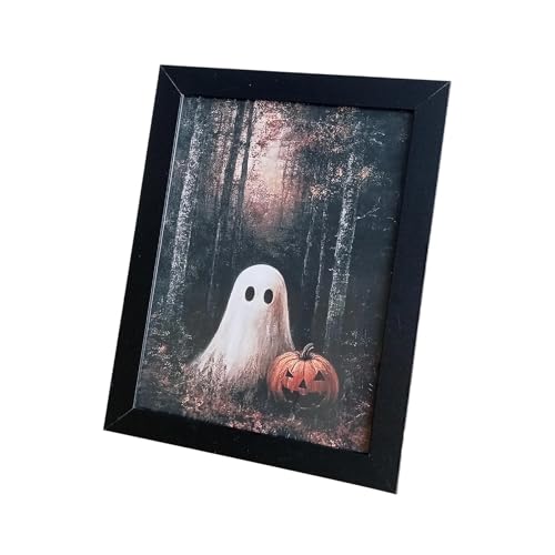 FytStycale Halloween Kunstdruck Geisterdruck Wandkunst Spukhaftes Gemälde Unheimlich mit Holzrahmen Und Dunkler Farbgebung für Wohnzimmer Flur Und Als Geschenkid, Geist Und Hund FytStycale Halloween Kunstdruck Geisterdruck Wandkunst Spukhaftes Gemälde Unheimlich mit Holzrahmen Und Dunkler Farbgebung für Wohnzimmer Flur Und Als Geschenkid, Geist Und Hund von FytStycale