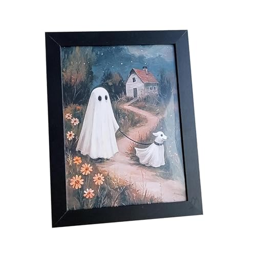 FytStycale Halloween Kunstdruck Geisterdruck Wandkunst Spukhaftes Gemälde Unheimlich mit Holzrahmen Und Dunkler Farbgebung für Wohnzimmer Flur Und Als Geschenkid, Geist Und Kürbis FytStycale Halloween Kunstdruck Geisterdruck Wandkunst Spukhaftes Gemälde Unheimlich mit Holzrahmen Und Dunkler Farbgebung für Wohnzimmer Flur Und Als Geschenkid, Geist Und Kürbis von FytStycale