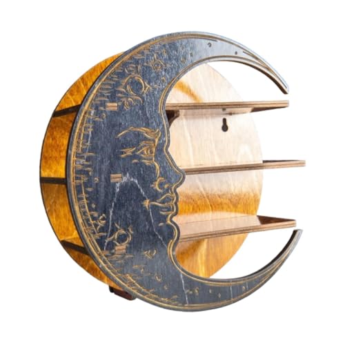 FytStycale Holz Mond Regal Hängen Regal Organizer Rack Display Rack für Sammlung Kleine Pflanze Rock, Tief von FytStycale